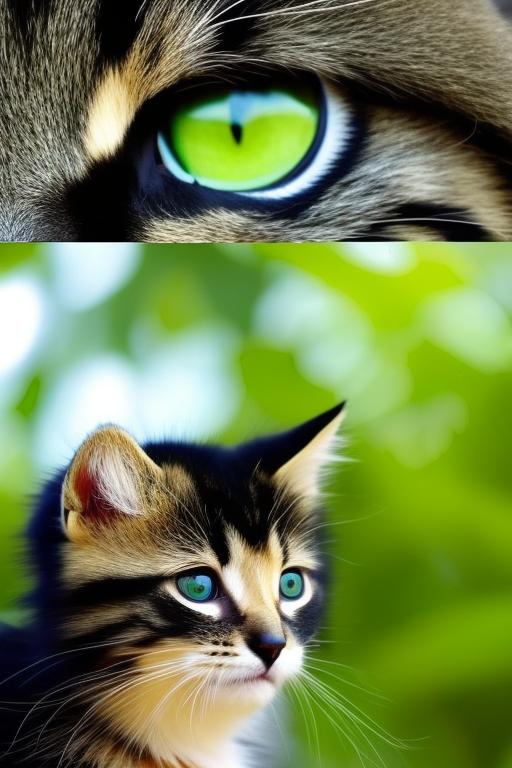 gatico negro de ojos verdes viendo la luna con gatica blanca